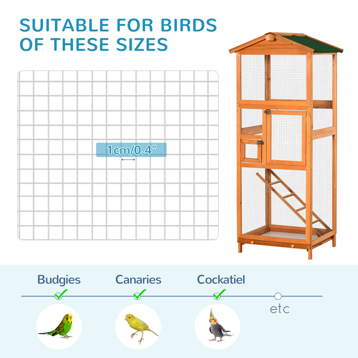 Wooden Bird Aviary Cages Outdoor Finches Birdcage with Pull Out Tray 2 Doors, Orange