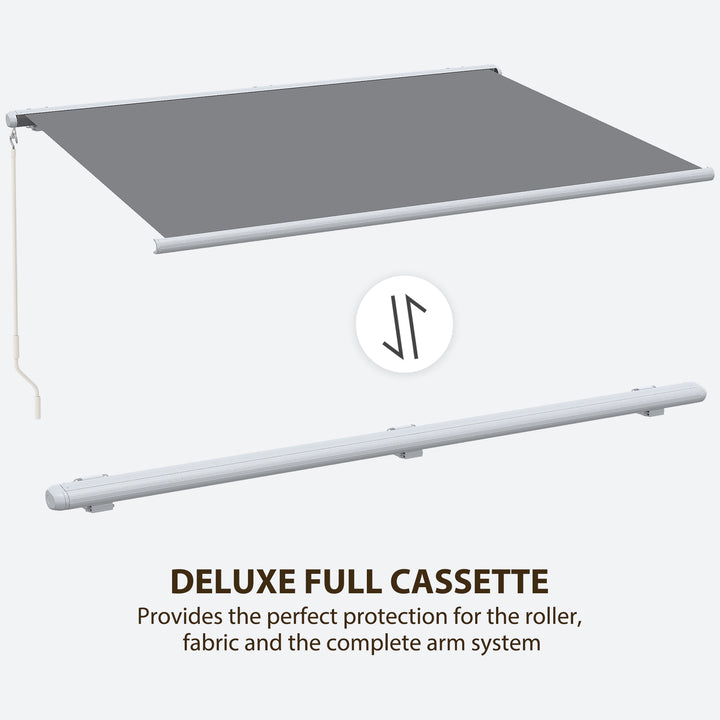 4 x 3 m Full Cassette Electric/Manual Retractable Awning, Sun Canopies for Patio Door Window with Remote Controller, Grey