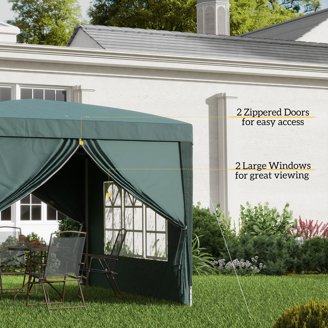 Outsunny 3 x 3m Pop Up Gazebo, Wedding Party Canopy Tent Marquee with Carry Bag and Windows, Green