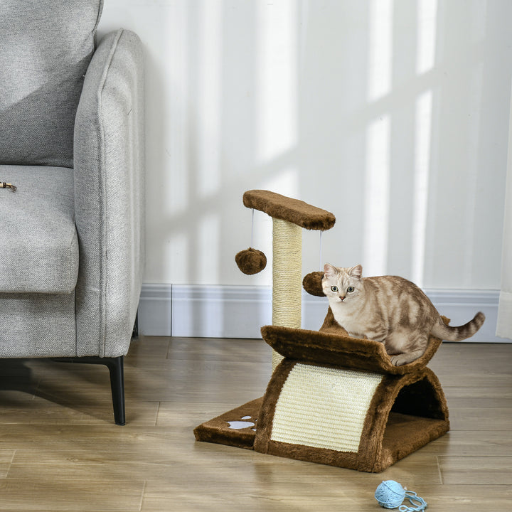 Cat Tree, Plush, 40Lx30Wx43H cm-Brown