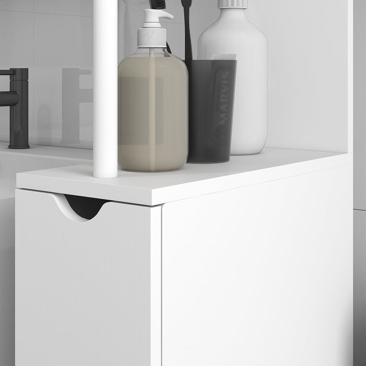 Slim Bathroom Storage Cabinet with Drawers, Tall Bathroom Cupboard with 2-Tier Shelf, White