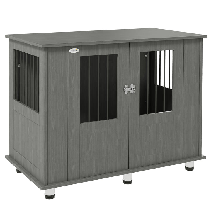 Dog Crate Table with Magnetic Door for Indoor Use-Grey