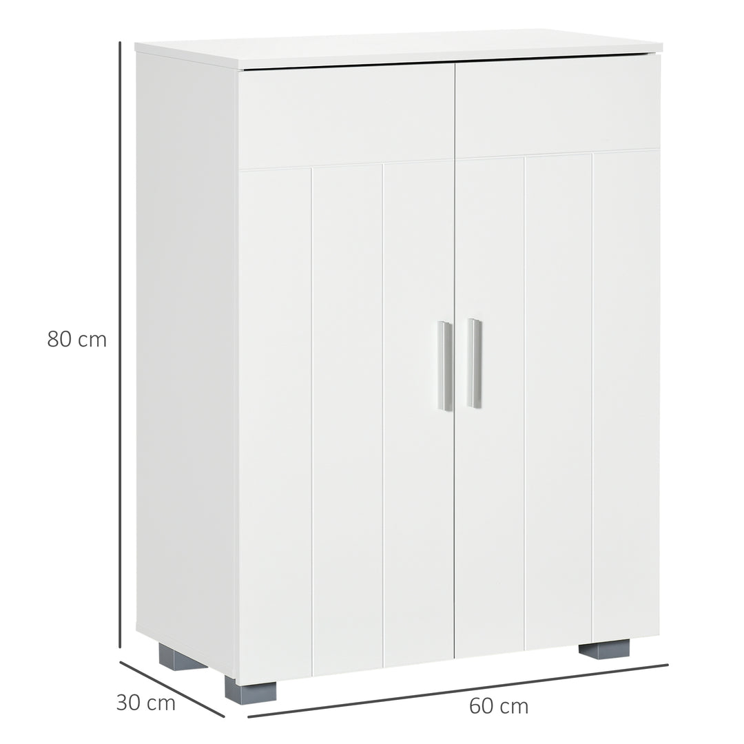 kleankin Modern Bathroom Floor Cabinet, Free Standing Linen Cabinet, Storage Cupboard with 3 Tier Shelves, White