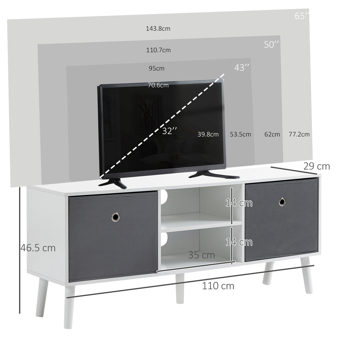 HOMCOM TV Unit with Storage for TVs up to 50'' Flat Screen with Foldable Drawers and Shelves, Entertainment Center for Living Room, Bedroom