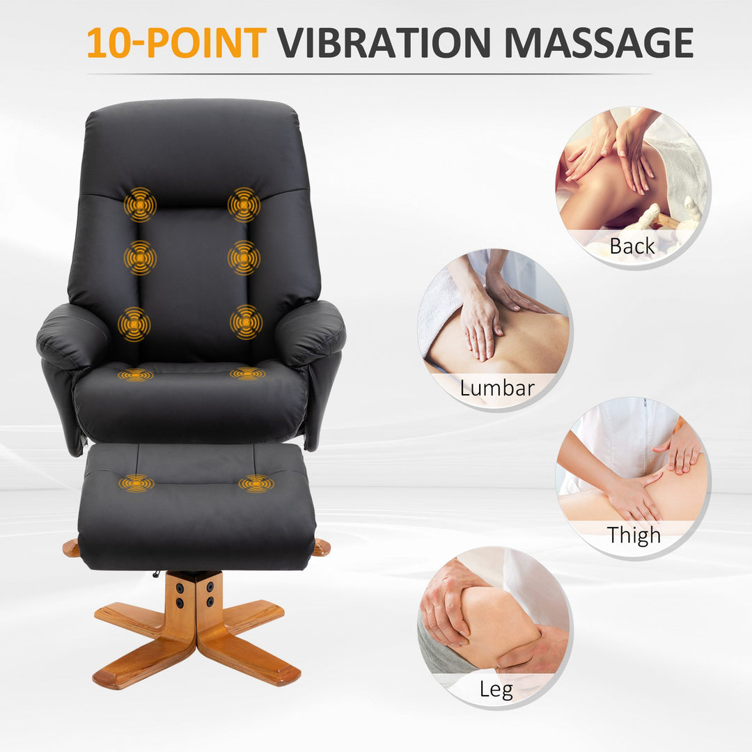 Massage Sofa Leather W/ Footrest Stool- Black
