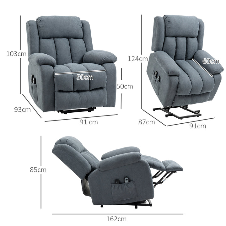 Oversized Riser and Recliner Chairs for the Elderly, Heavy Duty Fabric Upholstered Lift Chair for Living Room with Remote Control, Side Pocket, Dark Grey