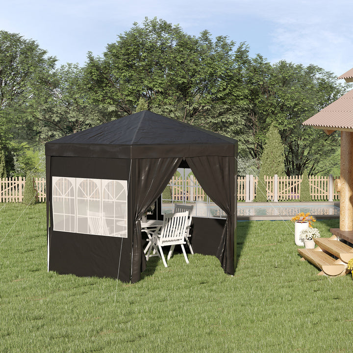 Outsunny 4m Canopy Rentals, Hexagonal Gazebo Canopy Party Tent with 6 Removable Side Walls for Outdoor Event with Windows and Doors, Black