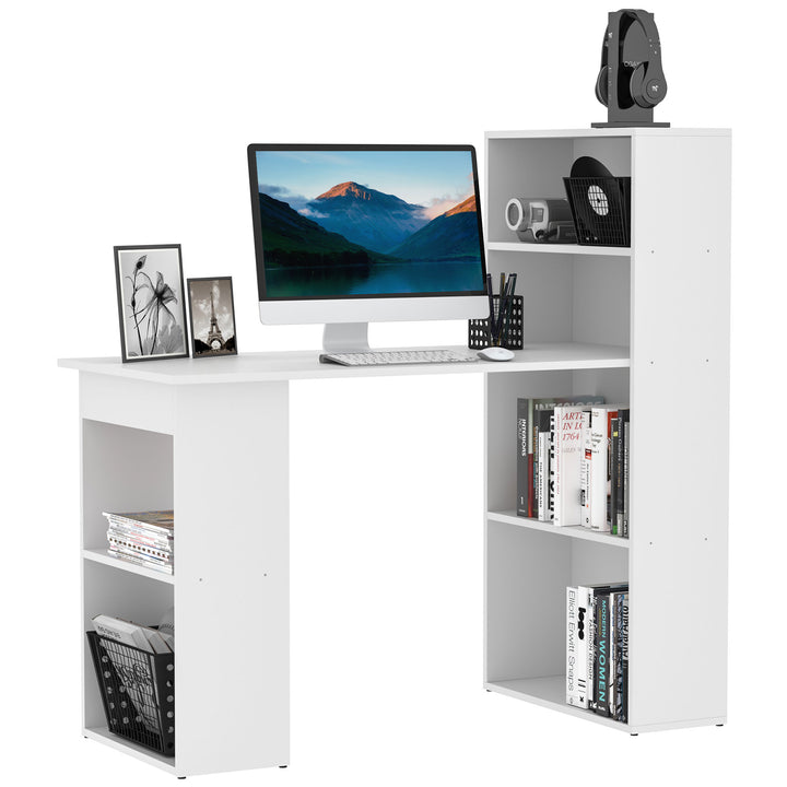 Modern Computer Desk 6 Shelves White