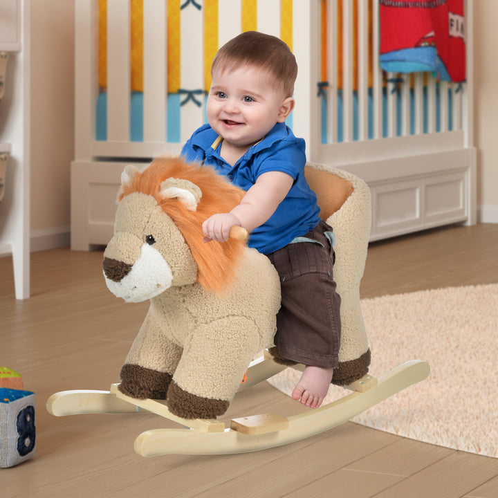 Toddlers Plush Lion Rocking Horse Brown