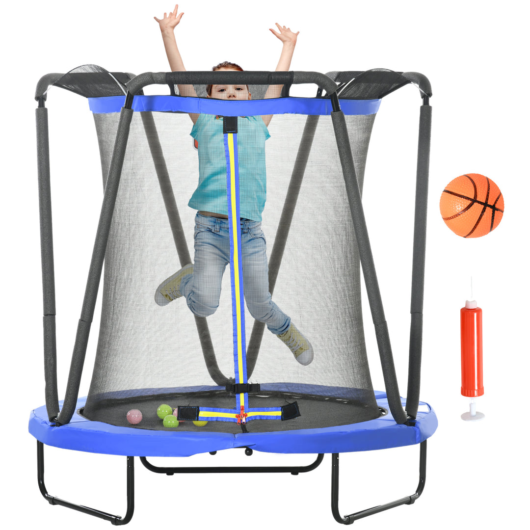 Trampoline with Enclosure, Basketball, Sea Balls, Hoop