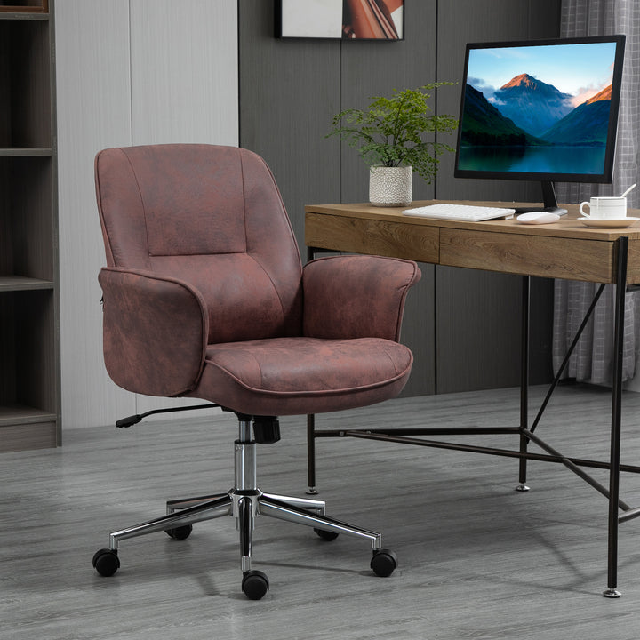 Vinsetto Swivel Chair,Microfibre Office Computer Desk Chair, Mid Back, W/ Home Study, Bedroom, Red