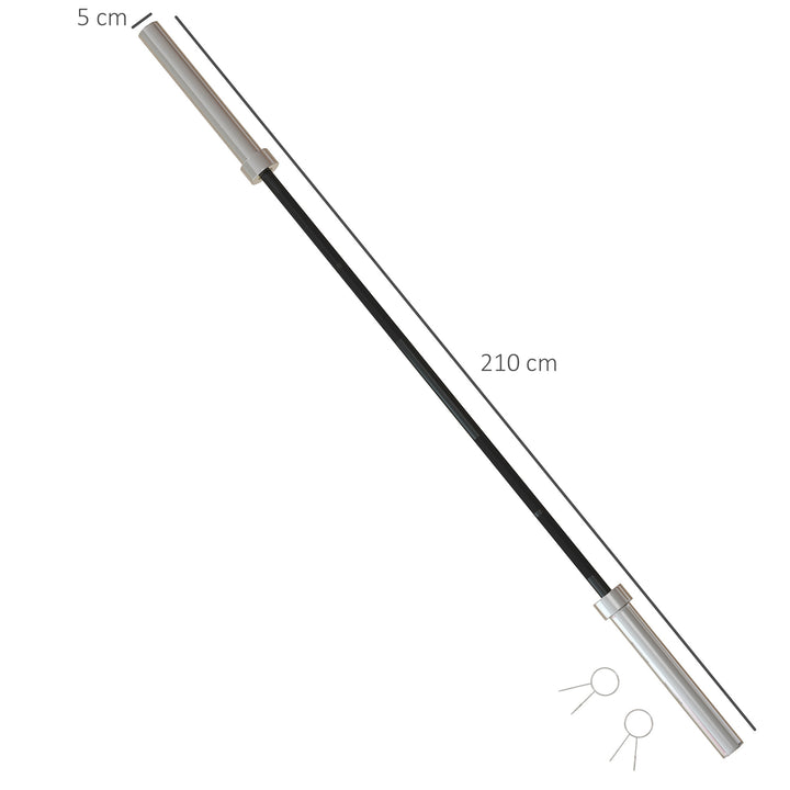 Olympic Barbell Bar for 2"/5cm Weight Plates with Spring Clips, Home Gym Weight Lifting Bar, 210cm