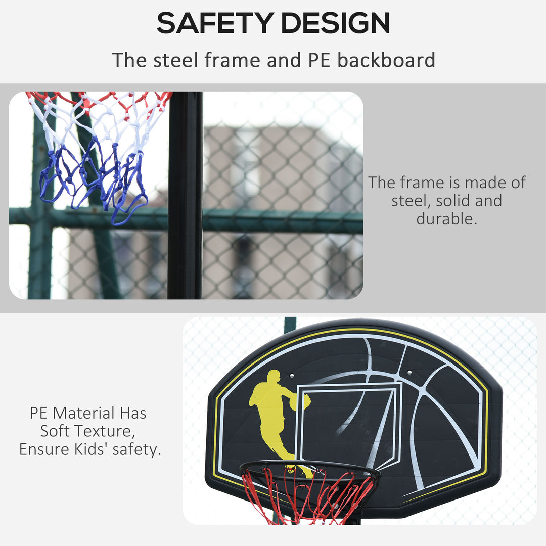 Fully Adjustable Free Standing Portable Basketball Stand Garage Net Hoop Backboard Outdoor Adult Senior Sports Fun Games w/ Wheels