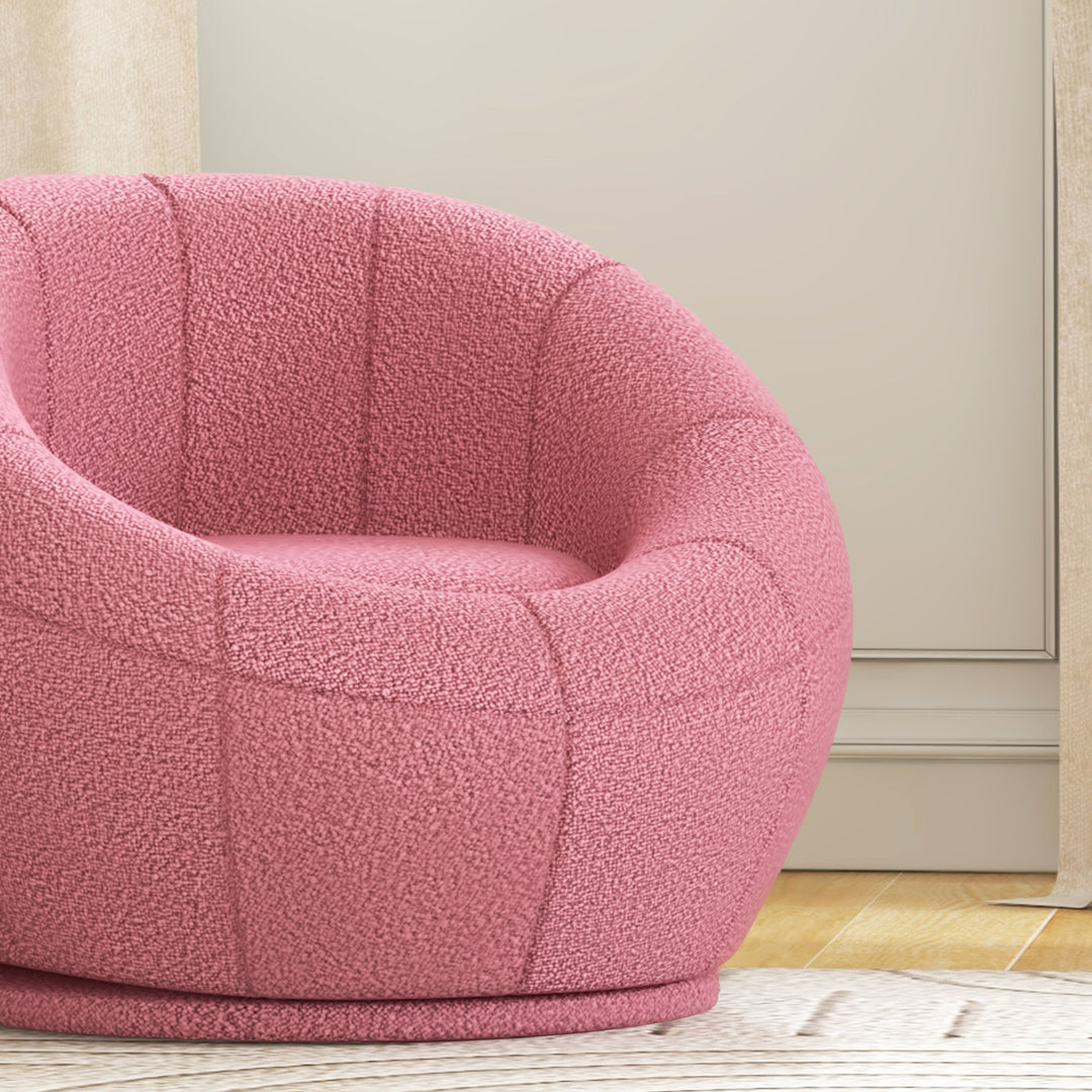 Modern Accent Chair, Swivel Upholstered Armchair-Pink