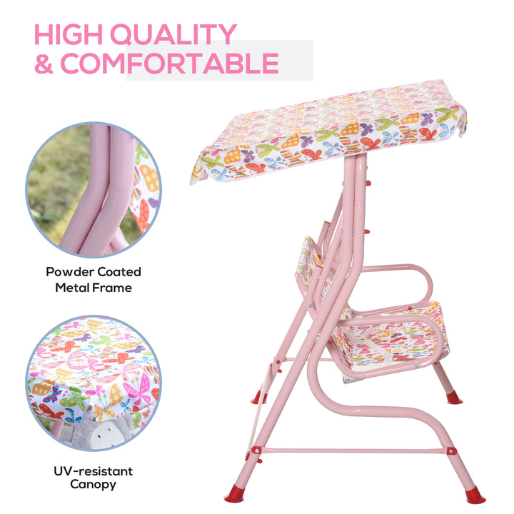 Kids Canopy Garden Swing Chair Hammock Lounge Toddler Seat Belt Awning Pink