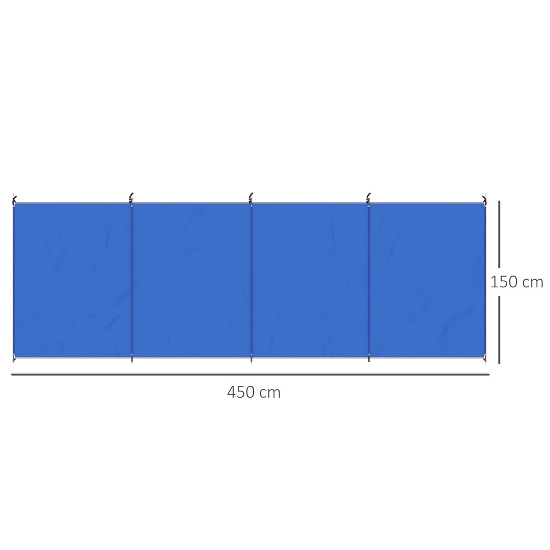 Camping Windbreak with Carry Bag and Steel Poles, Privacy Wall, 450cm x 150cm