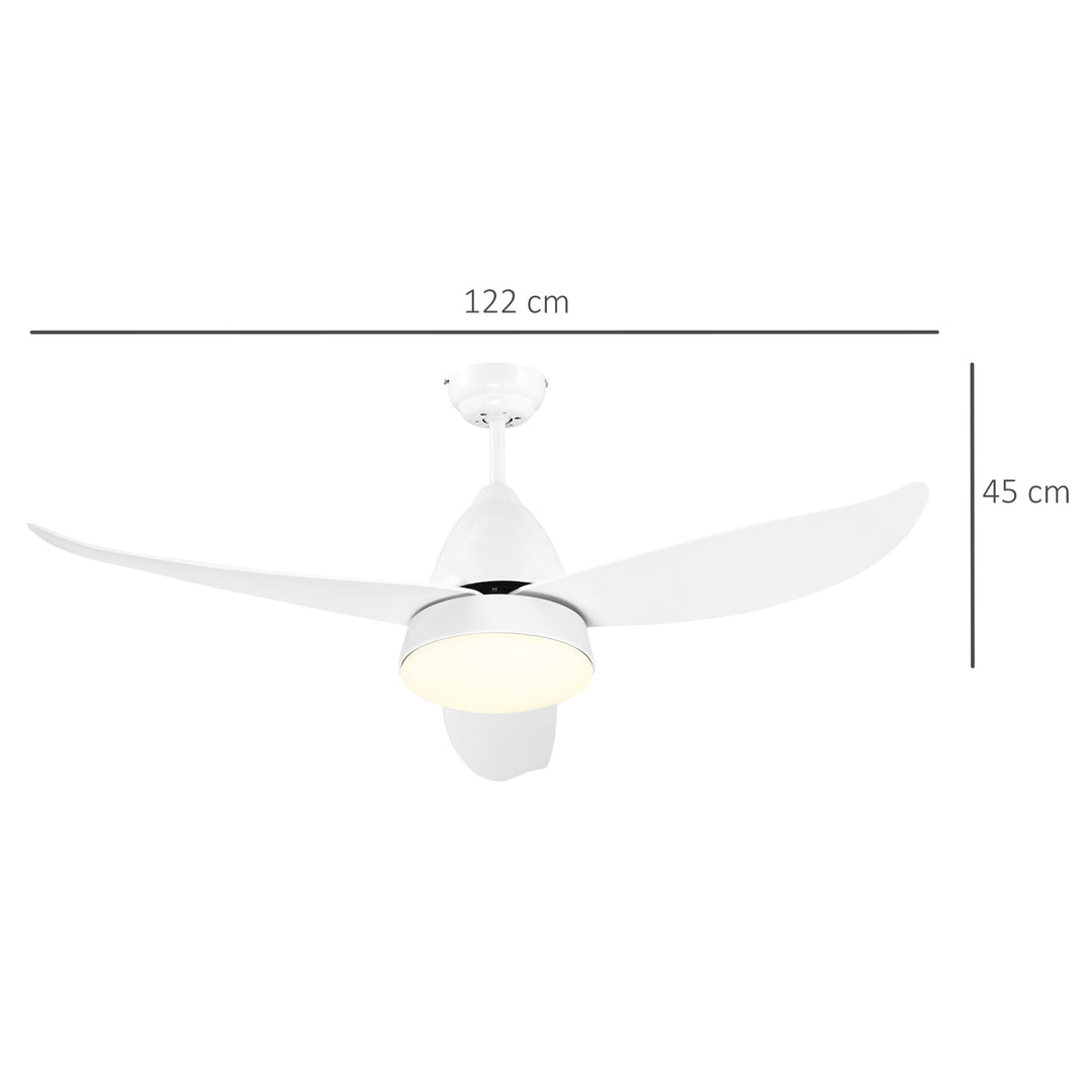 Reversible Ceiling Fan with Light, 3 Blades Indoor Modern Mount White LED Lighting Fan with Remote Controller, for Bedroom, Living Room, White