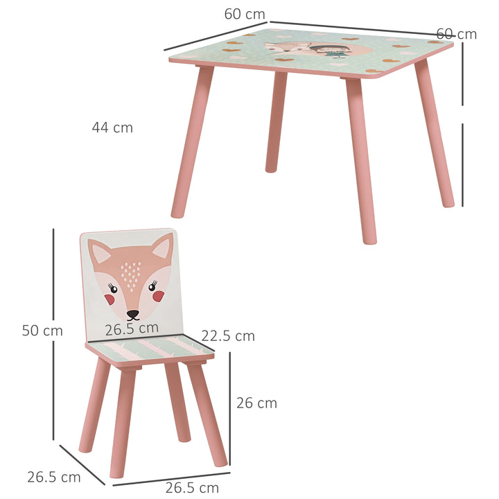 Kids and Table Chairs, Desk with Two Chairs - Ages 3-6 Years - Pink