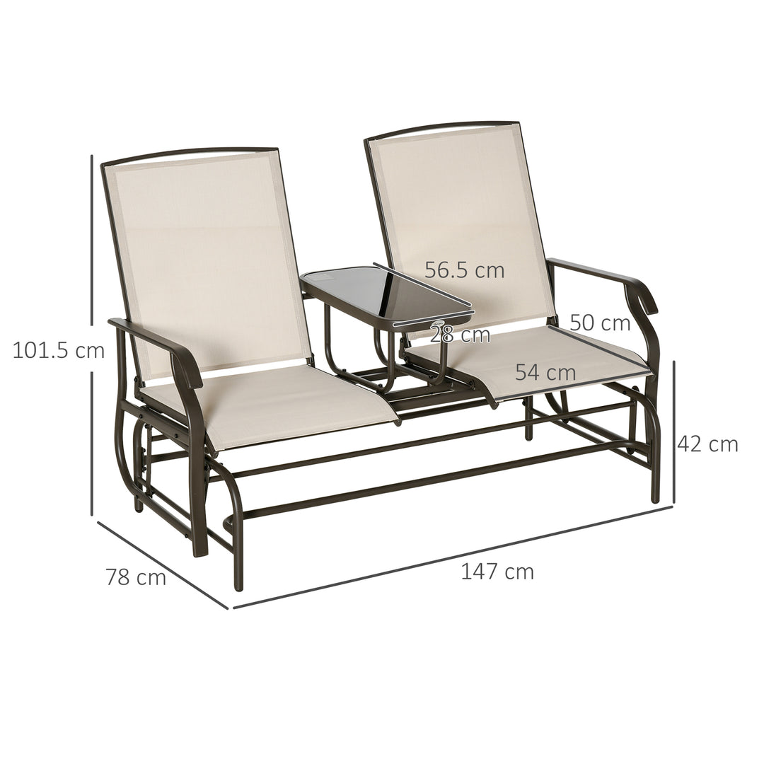 Double Swing Chair Glider Patio Seats With Table