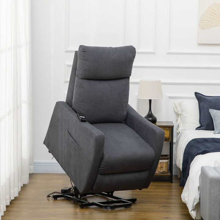 Power Lift Chair, Fabric Electric Recliner Sofa Chair for Elderly with Heavy Duty Motor, Remote Control, Side Pocket, Grey
