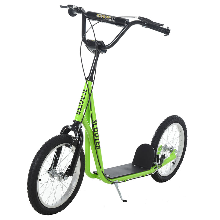 Teen Kids Stunt Scooter Adjustable Handlebar 2 Brakes Ride On 16 Inch Rubber Tyres Green