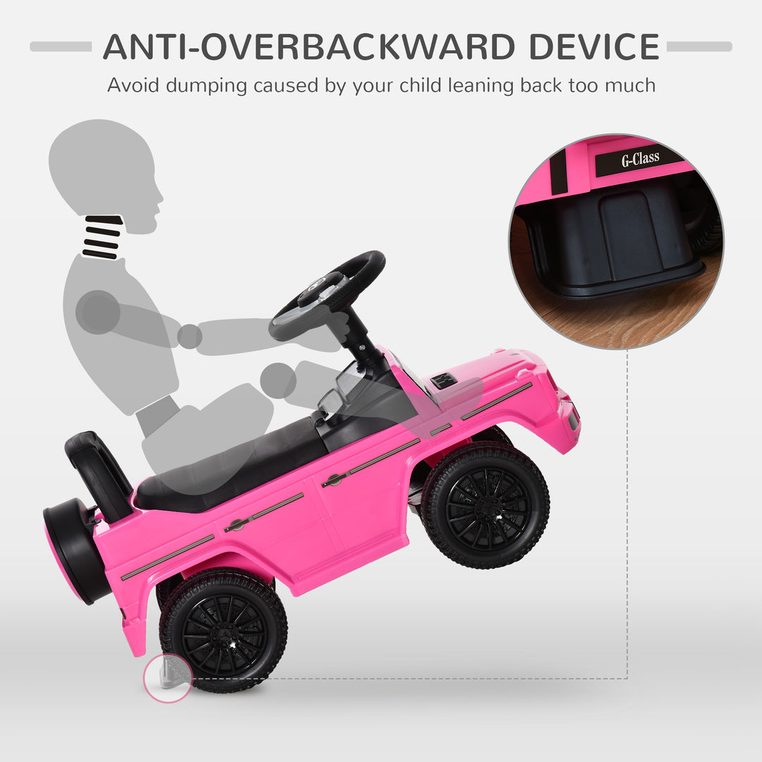Compatible Baby Push Handle Sliding Car Mercedes-Benz G350 Licensed Foot to Floor Slider w/ Horn Under Seat Storage Pink