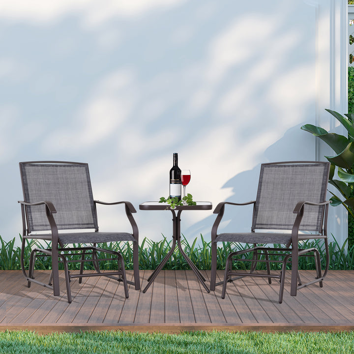 Glider Rocking Chair & Table Patio Bistro Set - Grey