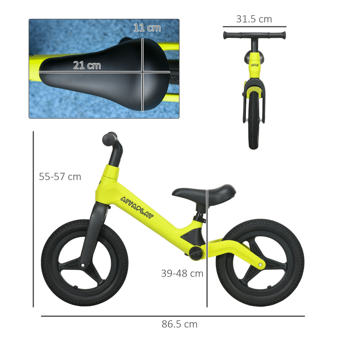 Balance Bike with Adjustable Seat and Handlebar, 30-60 Months up to 25kg - Green