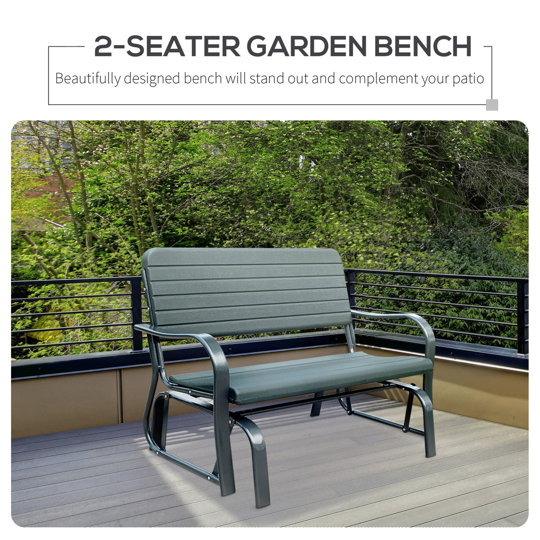 Garden Double Glider Bench HDPE Metal 2 Seater Swing Chair Porch Outdoor Patio Rocker