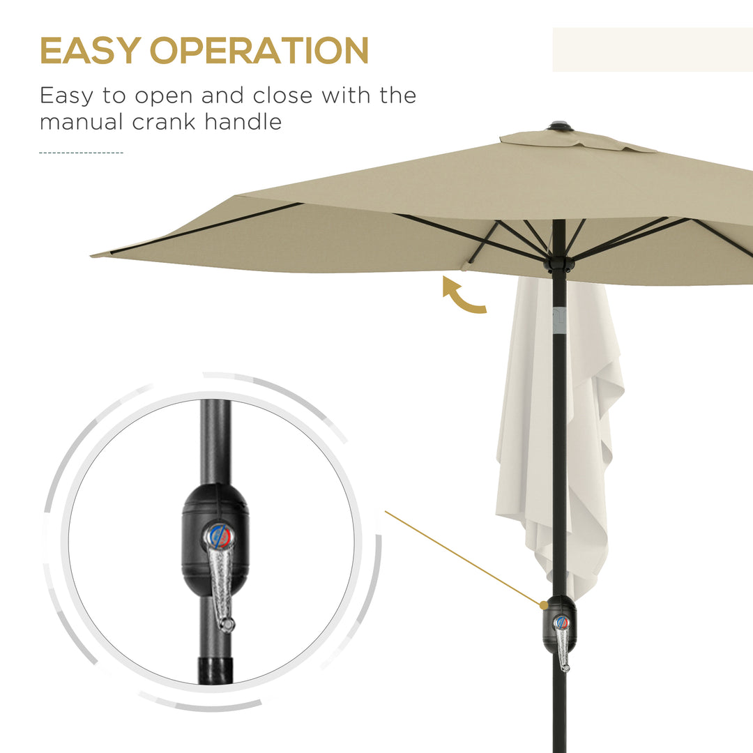Outsunny 2 x 3m Garden Parasol Umbrella, Rectangular Market Umbrella Patio, Outdoor Table Umbrellas with Crank &amp; Push Button Tilt, Cream White