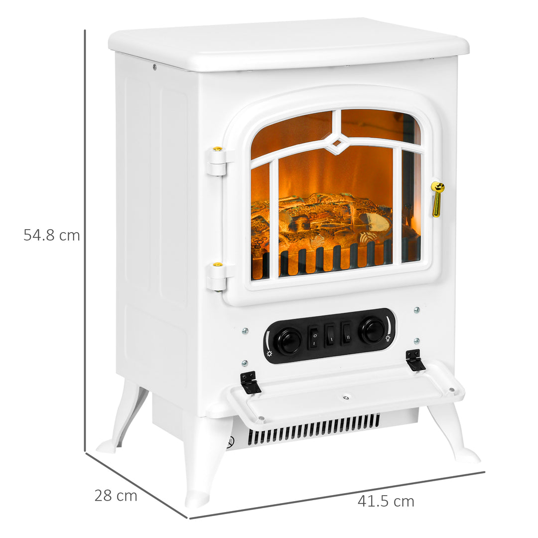 Modern Electric Fireplace, Freestanding Electric Stove Fire with Flame Effect, 950/1850W, White