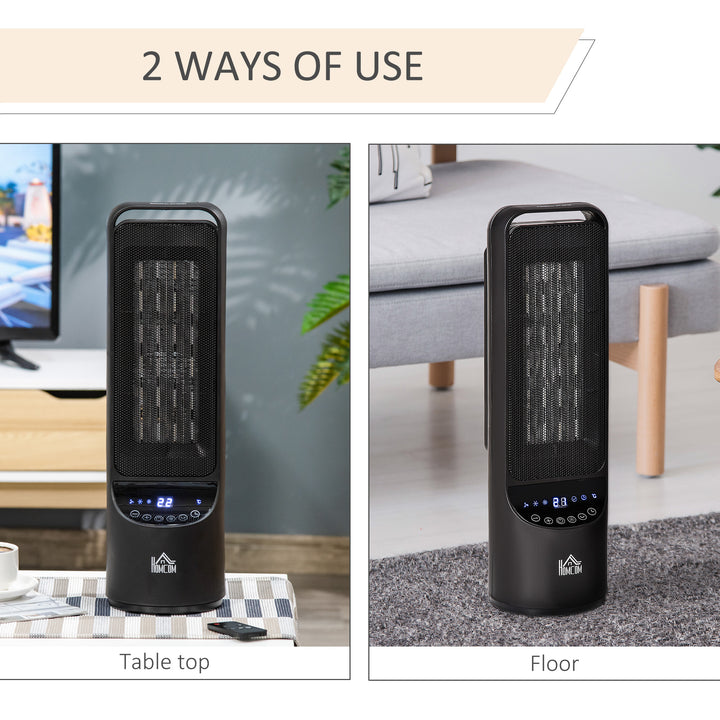 HOMCOM Ceramic Tower, Indoor Space Heater with LED Display, Oscillation, Remote Control, 12H Timer, Tip-Over &amp; Overheating Protection, 1000W/2000W
