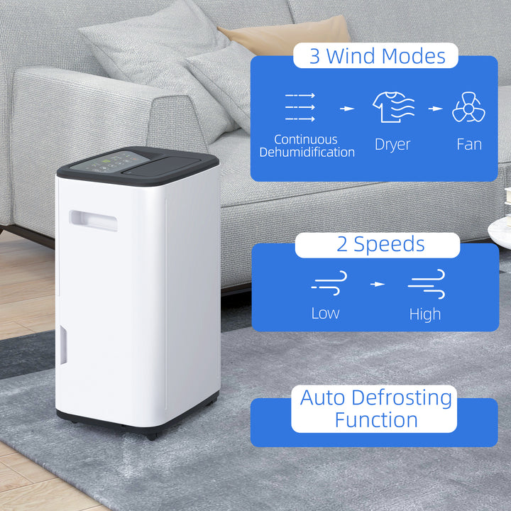 6000mL Portable Dehumidifier with 24H Timer, 3 Dehumidifying Modes, 20L/Day, for Home Laundry Basement