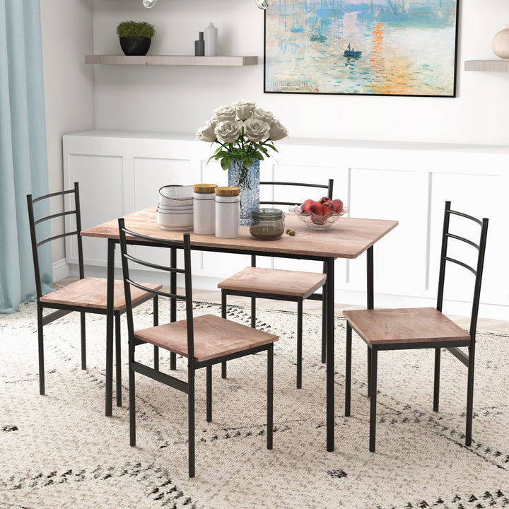 5 Piece Dining Table and Chairs Set 4, Dining Room Sets, Steel Frame Space Saving Table and 4 Chairs for Compact Kitchens