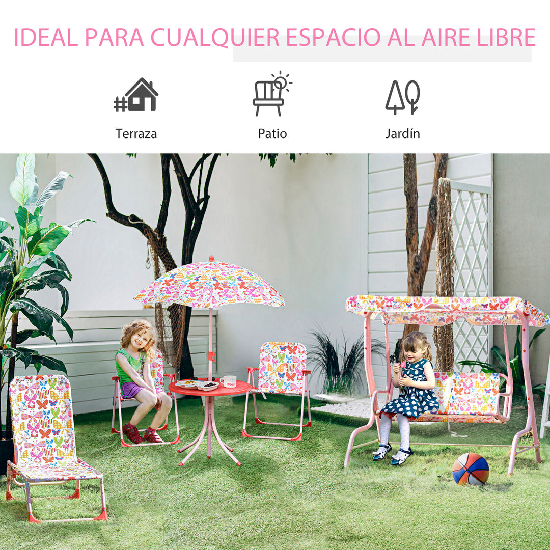 Kids Canopy Garden Swing Chair Hammock Lounge Toddler Seat Belt Awning Pink