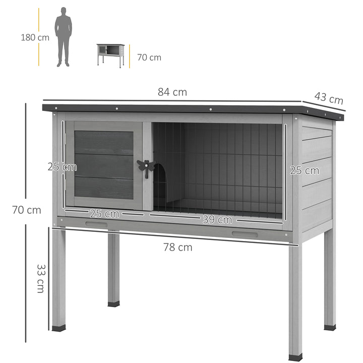 Wooden Rabbit Hutch Cage, Garden Built in Tray-Grey