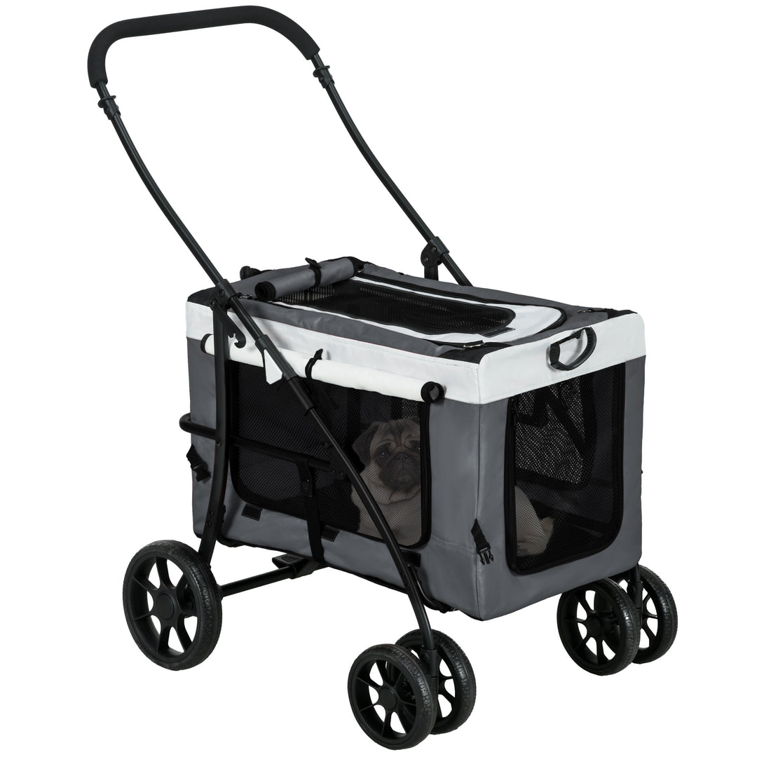 Foldable Dog Stroller, Pet Travel Crate with Detachable Carrier