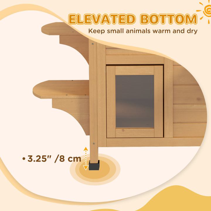 Wooden Cat House Condos Cat Cave Pet Shelter 2 Floor Villa Outdoor Furniture Natural Wood Finish