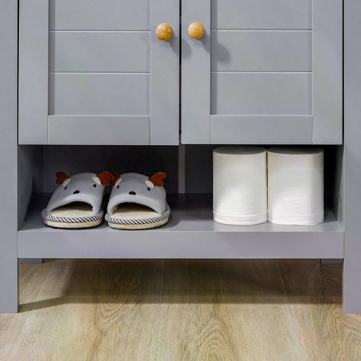 Under Sink Cabinet, Bathroom Vanity Unit, Pedestal Under Sink Design, Storage Cupboard with Adjustable Shelf, Grey