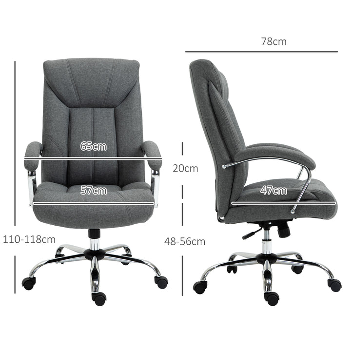 Vinsetto Home Office Ergonomic Chair Linen Fabric Computer Chair with Adjustable Height, Armrests, Swivel Wheels, Grey