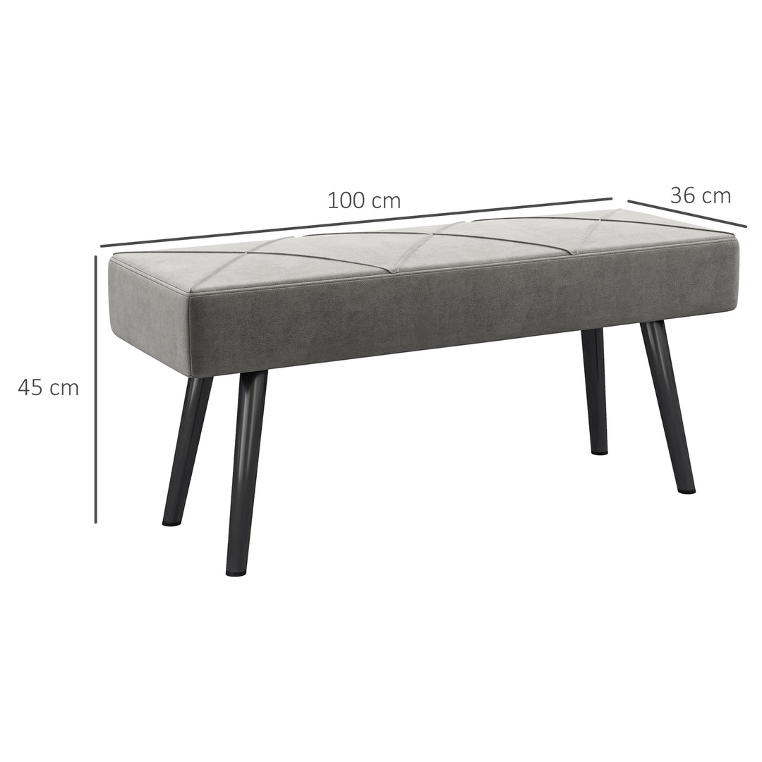 End of Bed Bench with X-Shape Design and Steel Legs, Upholstered Hallway Bench for Bedroom, Grey