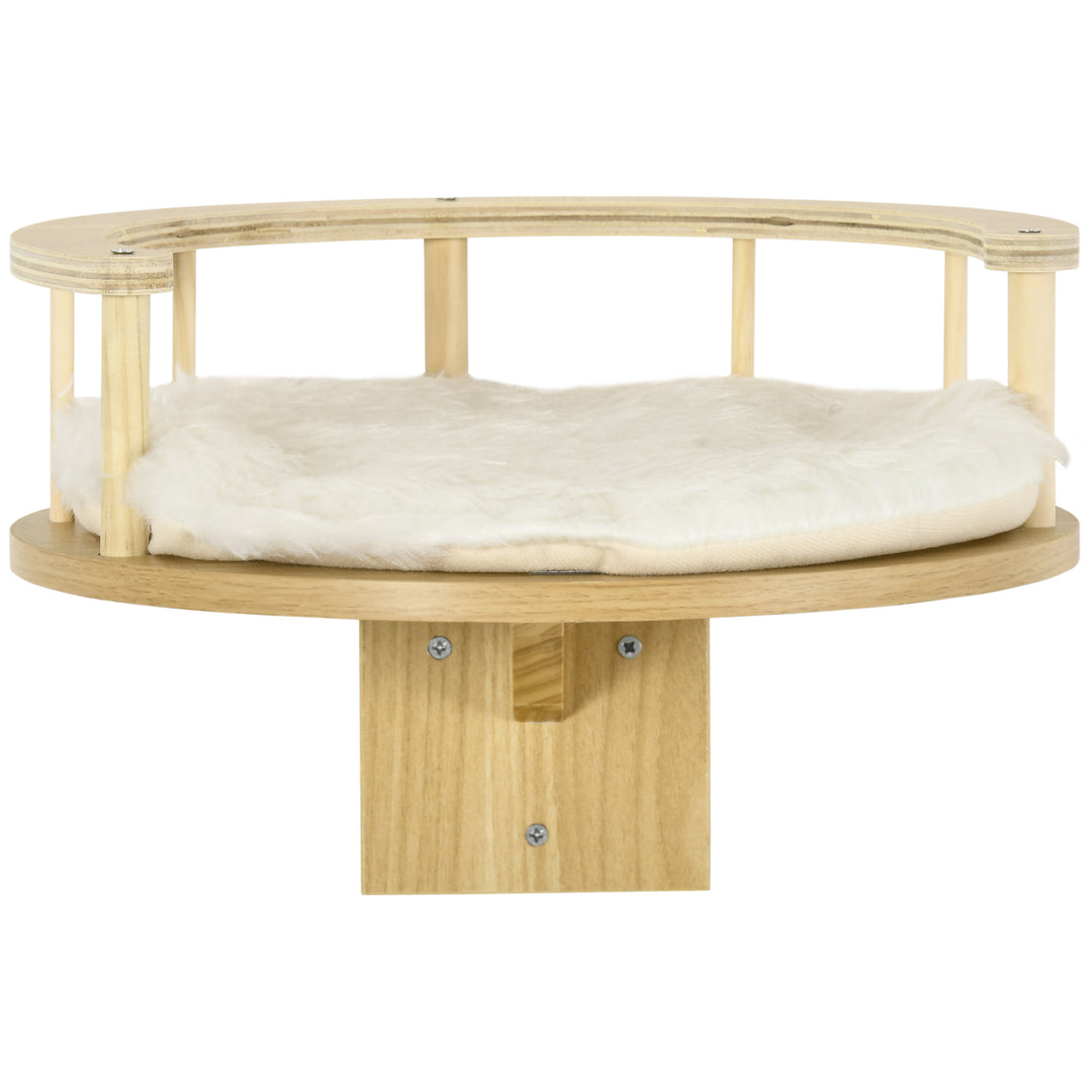 Cat Shelf Wall Mounted Cat Tree Kitten Bed Cat Perch with Cushion, Guardrails for Indoor Cats, 34 x 34 x 10.5 cm, Beige