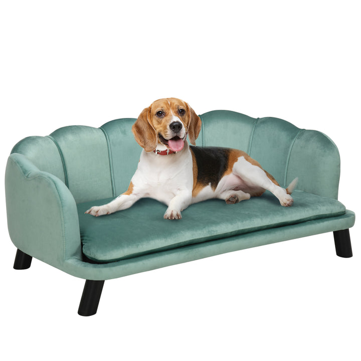 PawHut Dog Sofa, Pet Couch Bed for Medium, Large Dogs, with Legs, Cushion - Green