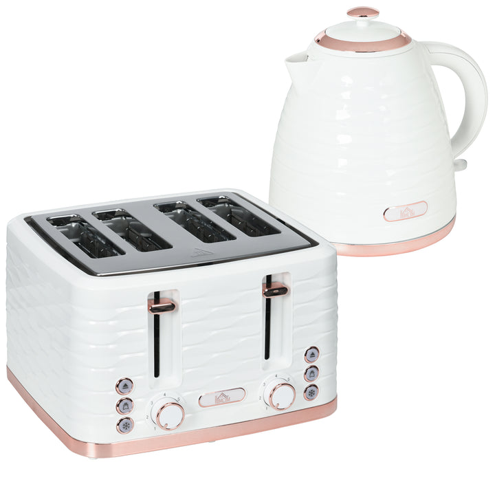 Kettle and Toaster Sets, 3000W 1.7L Rapid Boil Kettle & 4 Slice Toaster with 7 Browning Controls, Defrost, Reheat and Crumb Tray, Otter thermostat, Cream White