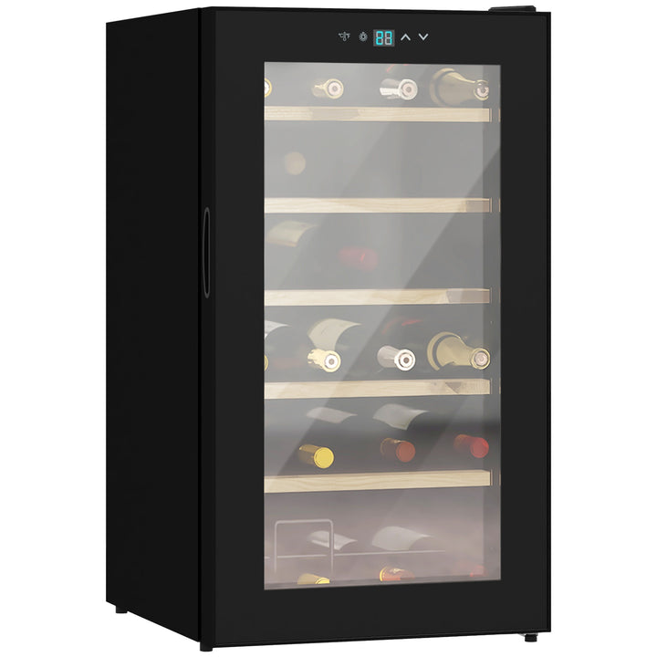 Wine Freestanding Fridge with Glass Door, 65 Litres Single Zone Wine Cooler Fridge with Digital Touch Screen Controls and LED Light, Black