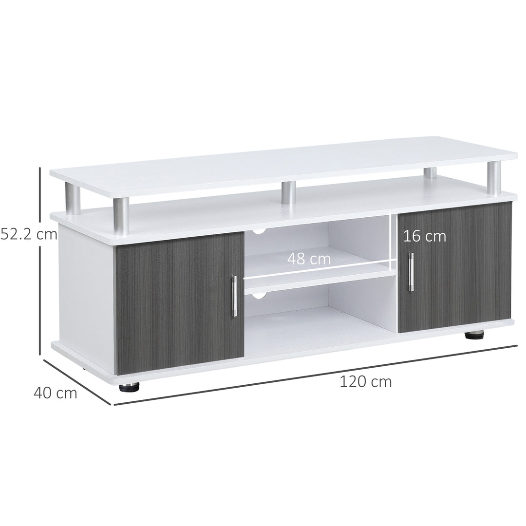 TV Cabinet Unit for TVs up to 55'' with Storage Shelf and Cupboards, Living Room Entertainment Center Media Console, Grey and White