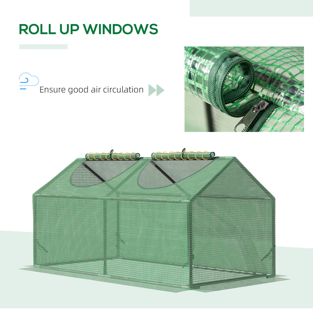 Outsunny Mini Greenhouse, Small Plant Grow House for Outdoor with Durable PE Cover, Observation Windows, 119 x 60 x 60 cm, Green