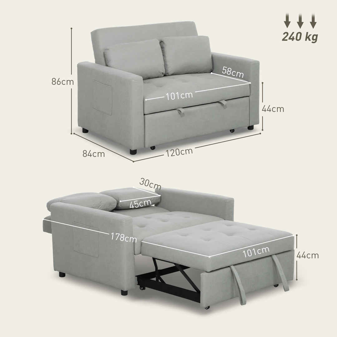 Velvet-Feel Two-Seater Sofa Bed