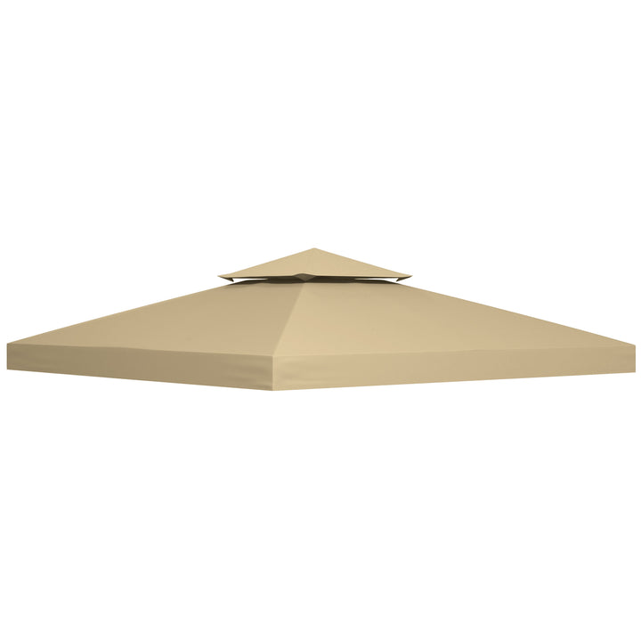 Outsunny 3 x 3(m) Canopy Top Cover Double Tier Gazebo Gazebo Replacement Pavilion Roof Deep Beige (TOP ONLY)