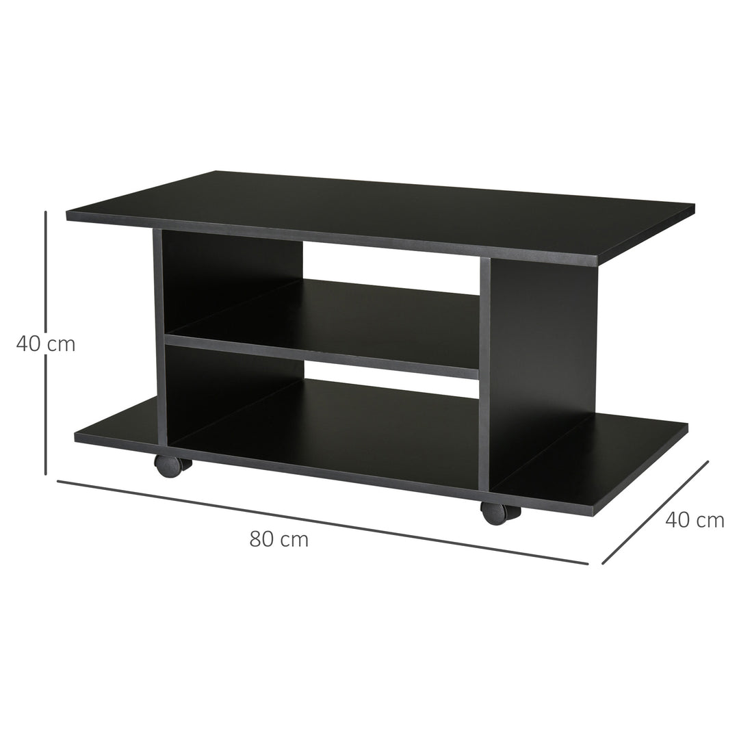 HOMCOM TV Stand W/ Shelves -Black